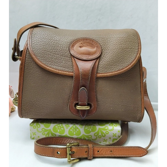 Dooney & Bourke Gray Pebbled Leather Crossbody Bag - Vintage Made in USA - Picture 1 of 16